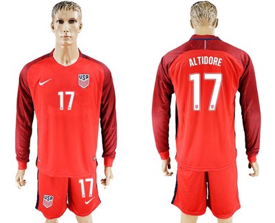 USA #17 Altidore Home Long Sleeves Soccer Country Jersey