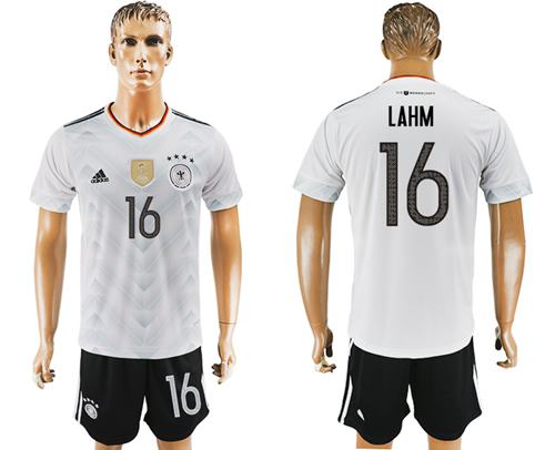 Germany #16 Lahm White Home Soccer Country Jersey