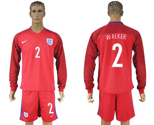 England #2 Walker Away Long Sleeves Soccer Country Jersey