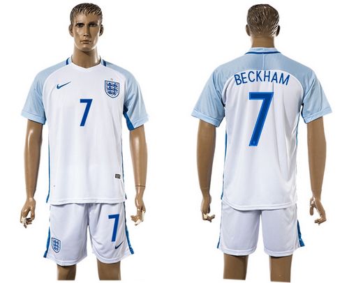 England #7 Beckham Home Soccer Country Jersey