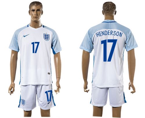 England #17 Henderson Home Soccer Country Jersey