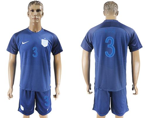 England #3 Rose Away Soccer Country Jersey