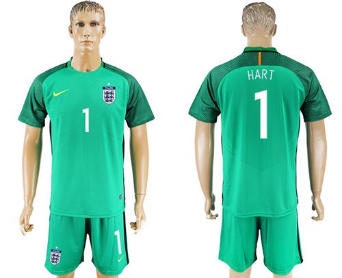 England #1 Hart Green Goalkeeper Soccer Country Jersey