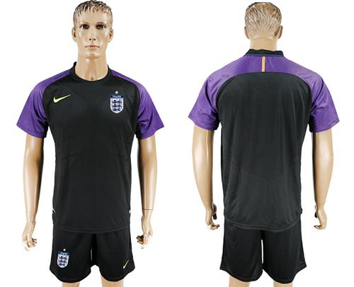 England Blank Black Goalkeeper Soccer Country Jersey