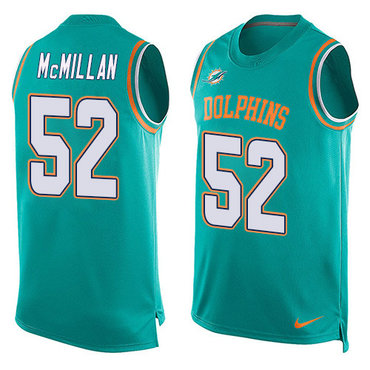 Nike Miami Dolphins #52 Raekwon McMillan Aqua Green Team Color Men's Stitched NFL Limited Tank Top Jersey