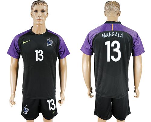 France #13 Mangala Black Goalkeeper Soccer Country Jersey