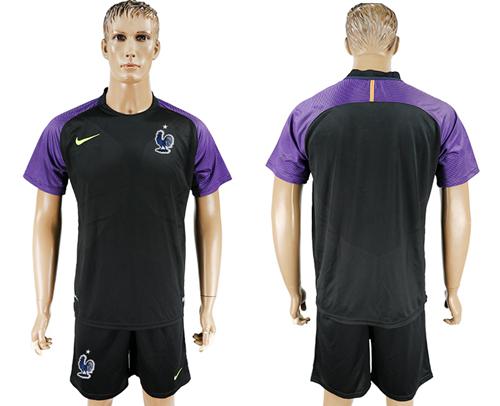 France Blank Black Goalkeeper Soccer Country Jersey