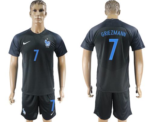 France #7 Griezmann Away Soccer Country Jersey