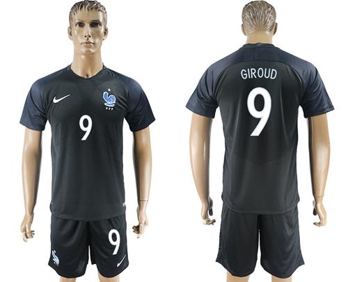 France #9 Giroud Away Soccer Country Jersey