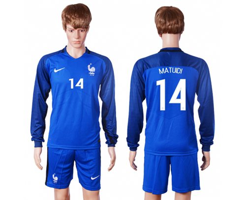 France #14 Matuidi Home Long Sleeves Soccer Country Jersey