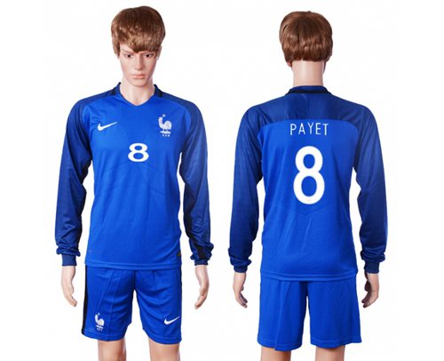 France #8 Payet Home Long Sleeves Soccer Country Jersey