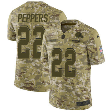 Nike Browns #22 Jabrill Peppers Camo Men's Stitched NFL Limited 2018 Salute To Service Jersey