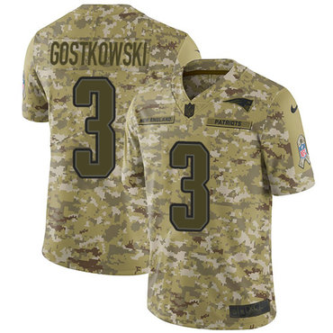 Nike Patriots #3 Stephen Gostkowski Camo Men's Stitched NFL Limited 2018 Salute To Service Jersey