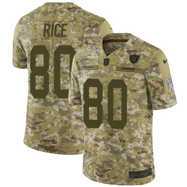 Nike Raiders #80 Jerry Rice Camo Men's Stitched NFL Limited 2018 Salute To Service Jersey