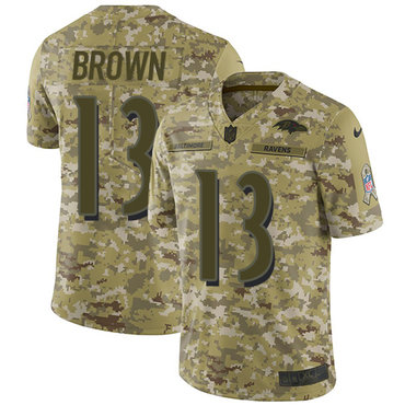 Nike Ravens #13 John Brown Camo Men's Stitched NFL Limited 2018 Salute To Service Jersey