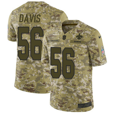 Nike Saints #56 DeMario Davis Camo Men's Stitched NFL Limited 2018 Salute To Service Jersey