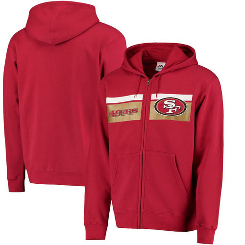 San Francisco 49ers Majestic Touchback Full-Zip Hoodie - Scarlet