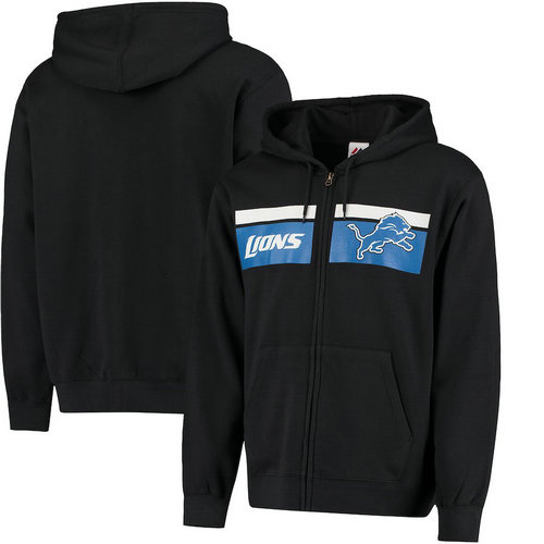 Detroit Lions Majestic Touchback Full-Zip Hoodie - Black