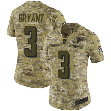 Nike Falcons #3 Matt Bryant Camo Women's Stitched NFL Limited 2018 Salute to Service Jersey