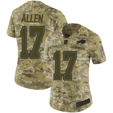 Nike Bills #17 Josh Allen Camo Women's Stitched NFL Limited 2018 Salute to Service Jersey