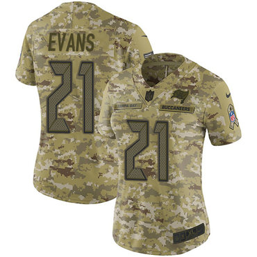 Nike Buccaneers #21 Justin Evans Camo Women's Stitched NFL Limited 2018 Salute to Service Jersey