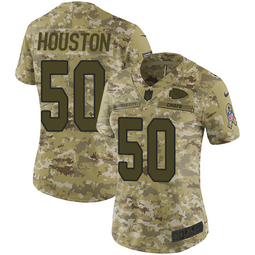 Nike Chiefs #50 Justin Houston Camo Women's Stitched NFL Limited 2018 Salute to Service Jersey