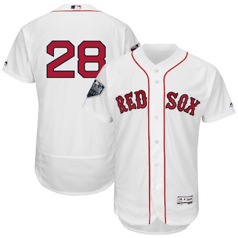 Men's Boston Red Sox #28 J.D. Martinez Majestic White 2018 World Series Flex Base Player Jersey