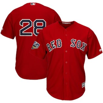 Men's Boston Red Sox #28 J.D. Martinez Majestic Scarlet 2018 World Series Cool Base Player Number Jersey