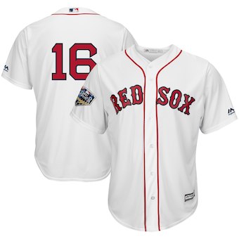 Men's Boston Red Sox #16 Andrew Benintendi Majestic White 2018 World Series Cool Base Player Number Jersey