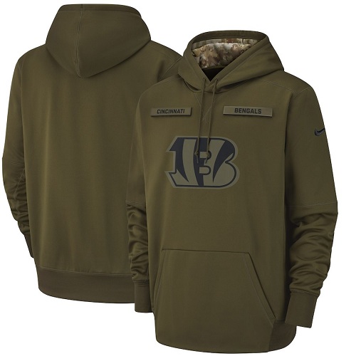 Men's Cincinnati Bengals Nike Olive Salute to Service Sideline Therma Performance Pullover Hoodie