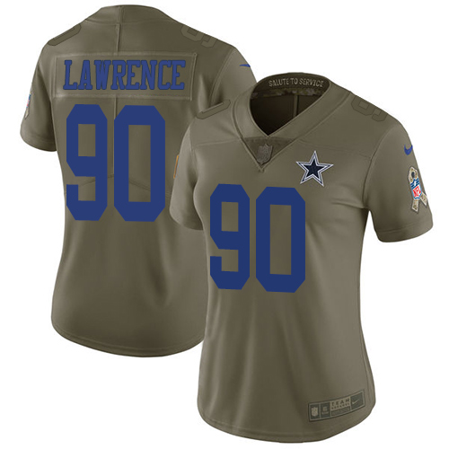 Women's Nike Dallas Cowboys #90 Demarcus Lawrence Limited Olive 2017 Salute to Service NFL Jersey