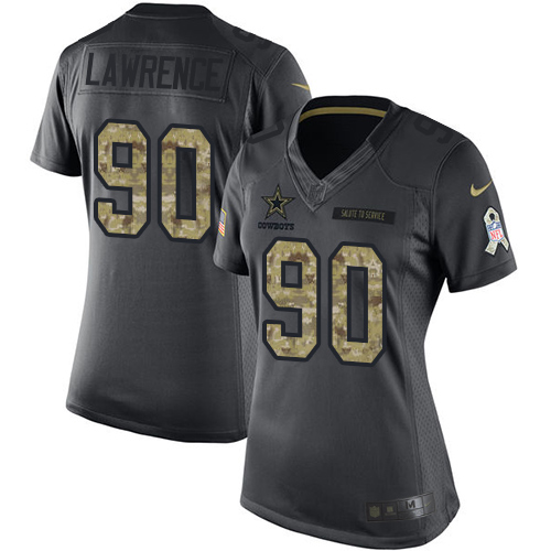 Women's Nike Dallas Cowboys #90 Demarcus Lawrence Limited Black 2016 Salute to Service NFL Jersey