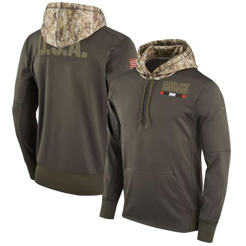 Men's Cleveland Browns Nike Olive Salute to Service Sideline Therma Pullover Hoodie