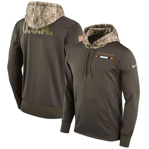 Men's Denver Broncos Nike Olive Salute to Service Sideline Therma Pullover Hoodie