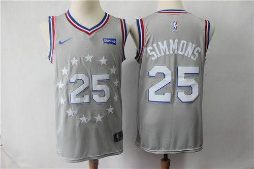 Nike 76ers #25 Ben Simmons Gray 2018-19 City Edition Swingman Jersey