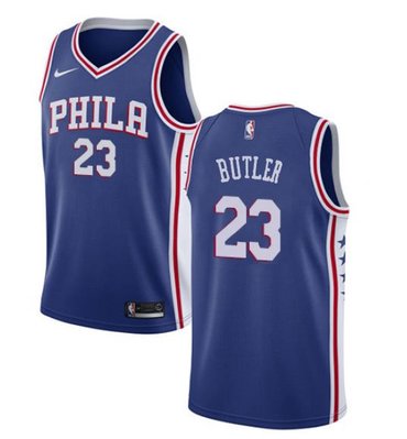 Men's Philadelphia 76ers #23 Jimmy Butler Cream NEW Blue Jersey