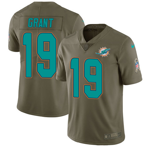 Nike Miami Dolphins #19 Jakeem Grant Olive Men's Stitched NFL Limited 2017 Salute To Service Jersey