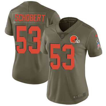 Women's Nike Cleveland Browns #53 Joe Schobert Olive Stitched NFL Limited 2017 Salute to Service Jersey