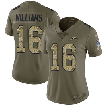 Women's Nike Los Angeles Chargers #16 Tyrell Williams Olive Camo Stitched NFL Limited 2017 Salute to Service Jersey