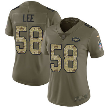 Women's Nike New York Jets #58 Darron Lee Olive Camo Stitched NFL Limited 2017 Salute to Service Jersey