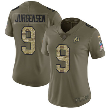 Women's Nike Washington Redskins #9 Sonny Jurgensen Olive Camo Stitched NFL Limited 2017 Salute to Service Jersey