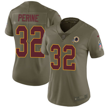 Women's Nike Washington Redskins #32 Samaje Perine Olive Stitched NFL Limited 2017 Salute to Service Jersey