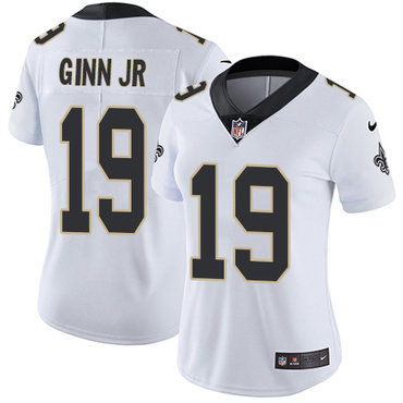 Women's Nike New Orleans Saints #19 Ted Ginn Jr White Stitched NFL Vapor Untouchable Limited Jersey