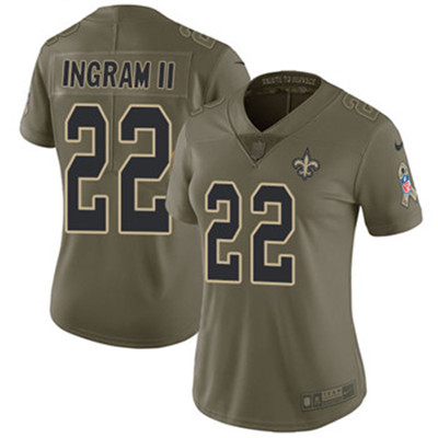 Women's Nike New Orleans Saints #22 Mark Ingram II Olive Stitched NFL Limited 2017 Salute to Service Jersey