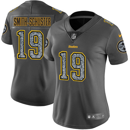 Women's Nike Pittsburgh Steelers #19 JuJu Smith-Schuster Gray Static NFL Vapor Untouchable Game Jersey