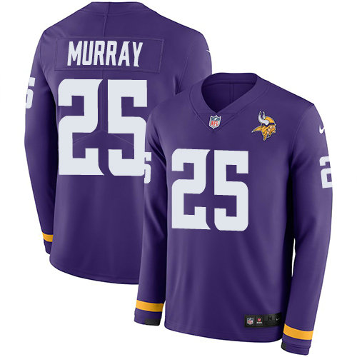 Nike Vikings 25 Latavius Murray Purple Team Color Men's Stitched NFL Limited Therma Long Sleeve Jersey