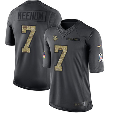 Youth Nike Minnesota Vikings #7 Case Keenum Limited Black 2016 Salute to Service NFL Jersey