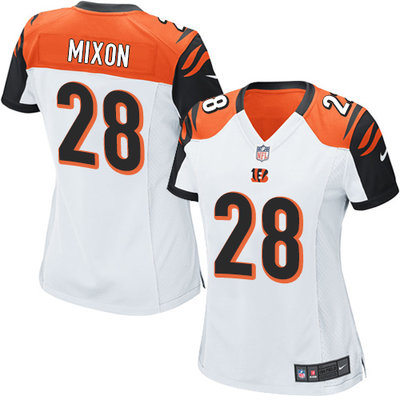 Women's Nike Cincinnati Bengals #28 Joe Mixon White Stitched NFL Elite Jersey