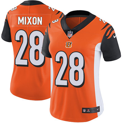 Women's Nike Cincinnati Bengals #28 Joe Mixon Orange Alternate Stitched NFL Vapor Untouchable Limited Jersey