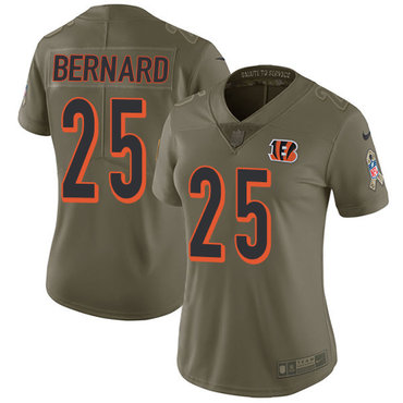 Women's Nike Cincinnati Bengals #25 Giovani Bernard Olive Stitched NFL Limited 2017 Salute to Service Jersey